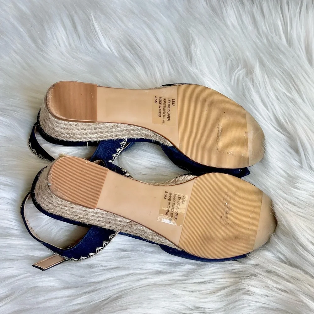 Crown & Ivy Leila Leather Suede Bow Espadrille Sandals